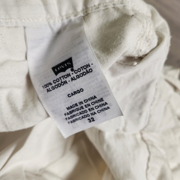 Levis White Cargo‎ Shorts 32 Vintage Y2K Original Thick Solid Multi Flap Pockets - Picture 3 of 10